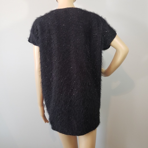 Le Queen Embellished Neck Fuzzy Oversized Sweater - Picture 3 of 7